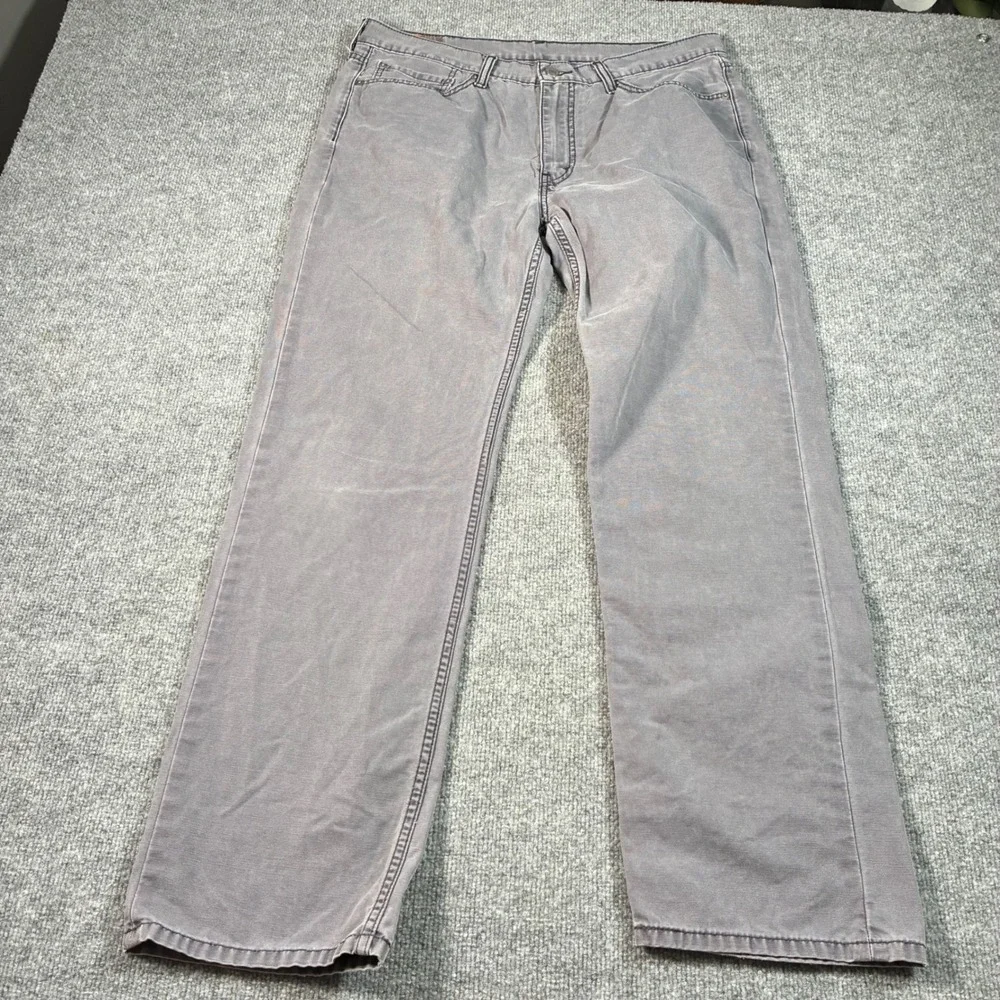 Levis 514 Straight Fit Pants Mens 36x32 Gray Stretch Twill Workwear Casual